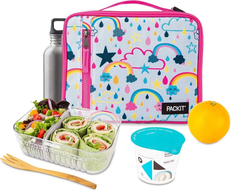 PackIt Freezable Classic Lunch Box, Rainbow Sky, Built with EcoFreeze Technology, Collapsible, Reusable, Zip Closure With Zip Front Pocket and Buckle Handle, Perfect for School Lunches - Image 4